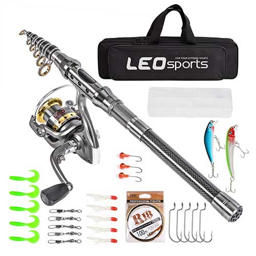 Leo Sports telescopic fishing rod and reel combo